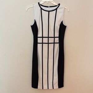 Calvin Klein Black and White Women Sheath Dress Size4P